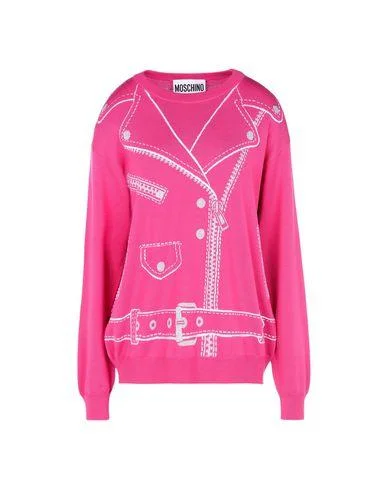 Moschino Women Jumper Fuchsia S INT Solid Color Striped Floral Print