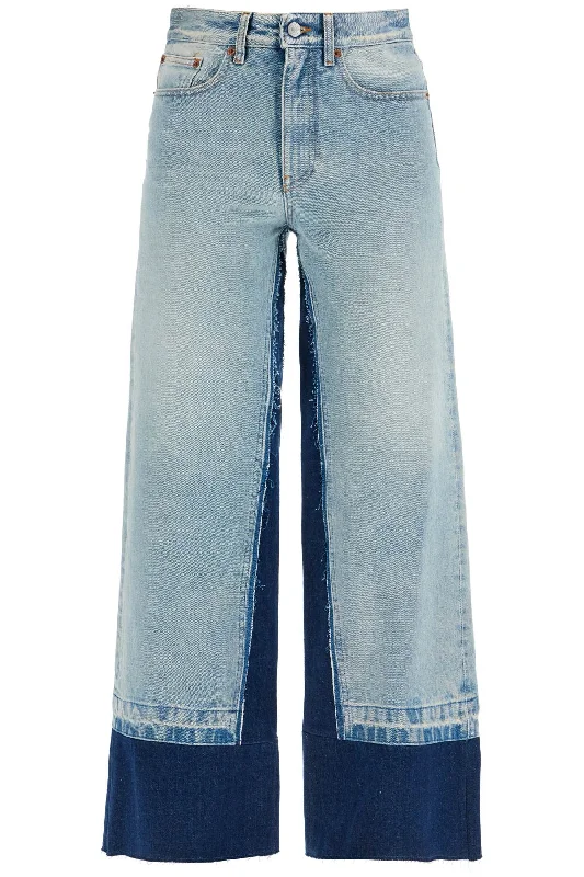 Mm6 Maison Margiela Women's Fla Color-Block Jeans Comfortable Ankle Jeans