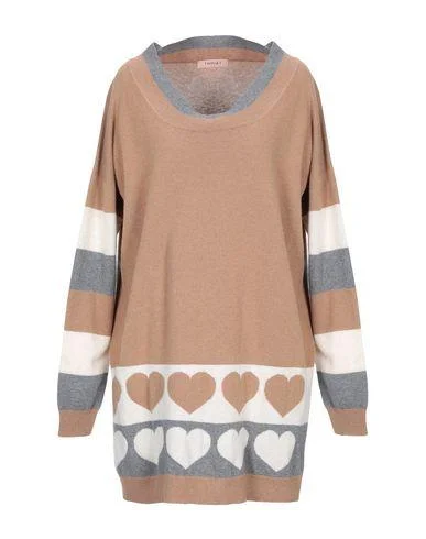 Twinset Women Jumper Camel S INT Chenille Blend Fleece Blend Nylon Blend