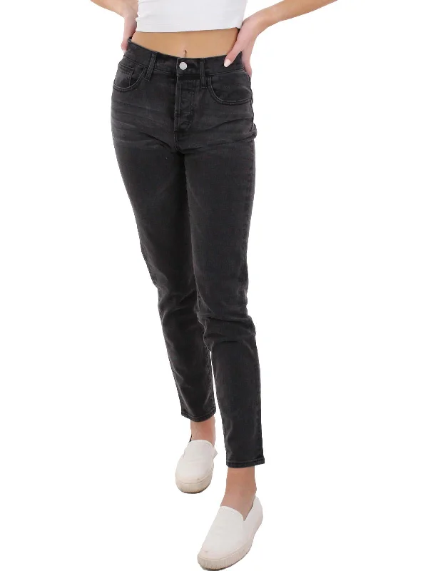 Womens High Rise Button Fly Straight Leg Jeans Trendy Vintage Denim Jeans