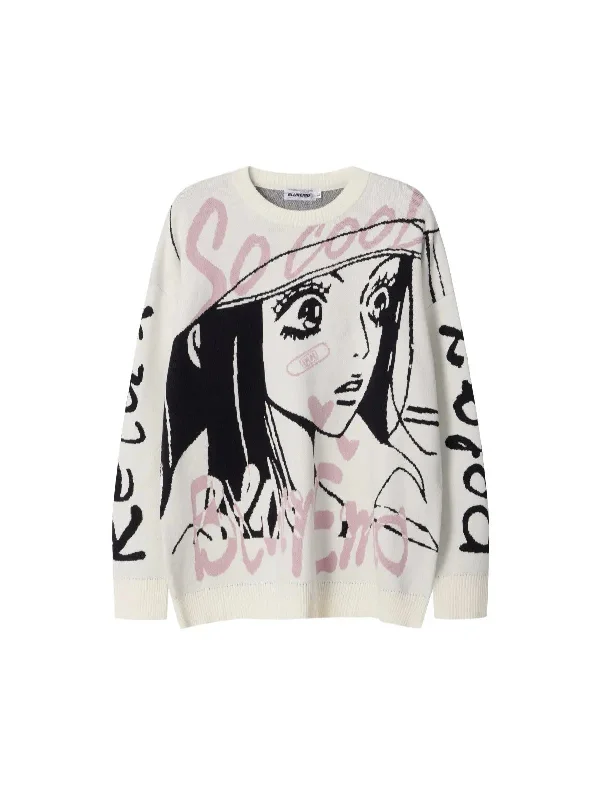 'Manga Girl‘ Anime Girls Streetstyle Oversized Sweater Graphic Sweater Embroidered Appliqued 'Manga Girl‘ Anime Girls Streetstyle Oversized Sweater Graphic Sweater Embroidered Appliqued
