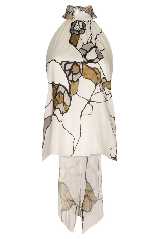 Geovanna Blouse - Ecru Marble Office-Ready Blouse