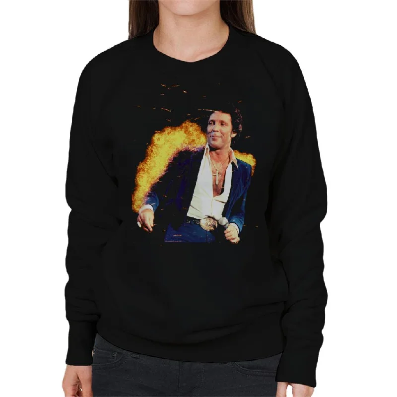 TV Times Tom Jones Open Shirt With Cross Chain 1984 Women's Sweatshirt Hoodie with Hood Adjustable Protection TV Times Tom Jones Open Shirt With Cross Chain 1984 Women's Sweatshirt Hoodie with Hood Adjustable Protection