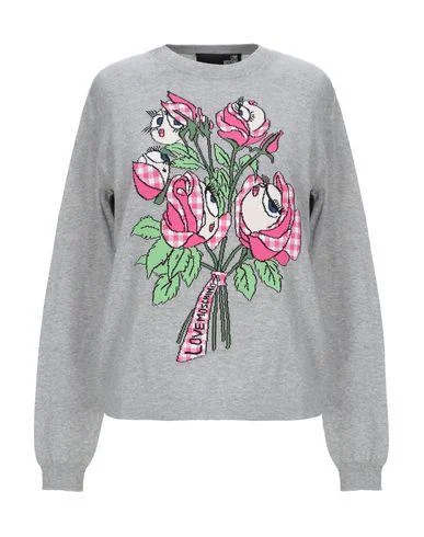 Love Moschino Women Jumper Grey 6 UK Welt Pockets Slit Pockets Flap Pockets