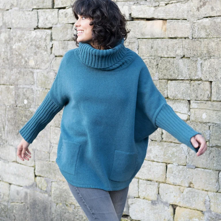 BIBICO Adela Jumper in Peacock Front Pockets Side Pockets Patch Pockets
