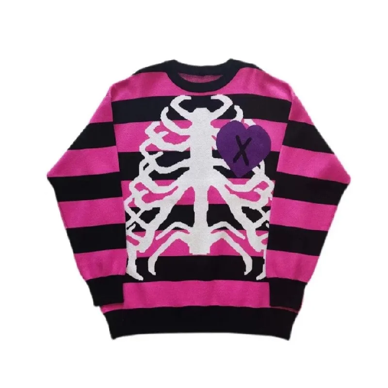 'Secrets' Pink Skeleton Oversized Heart Shape Sweater Open Front Closed Front Wrap Front 'Secrets' Pink Skeleton Oversized Heart Shape Sweater Open Front Closed Front Wrap Front