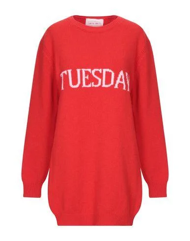 Alberta Ferretti Women Jumper Red 6 UK Houndstooth Herringbone Solid