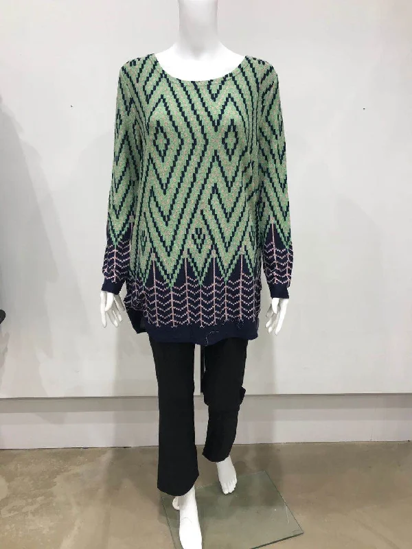 Green jumper Print Jacquard Patchwork