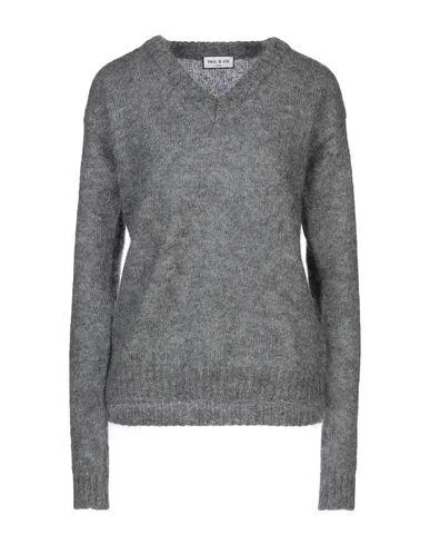 Paul & Joe Women Jumper Grey 0 Designer Hooded Sweater Collared Sweater Shawl Collar