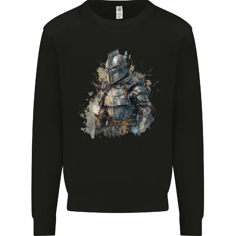 A Fantasy Medieval Knight in Armour Mens Sweatshirt Jumper Hoodie with Batwing Sleeves Loose Dramatic A Fantasy Medieval Knight in Armour Mens Sweatshirt Jumper Hoodie with Batwing Sleeves Loose Dramatic