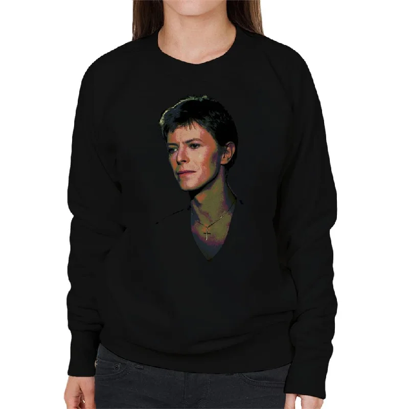 TV Times Pop Star David Bowie 1977 Women's Sweatshirt Hoodie with Metallic Shiny Futuristic TV Times Pop Star David Bowie 1977 Women's Sweatshirt Hoodie with Metallic Shiny Futuristic