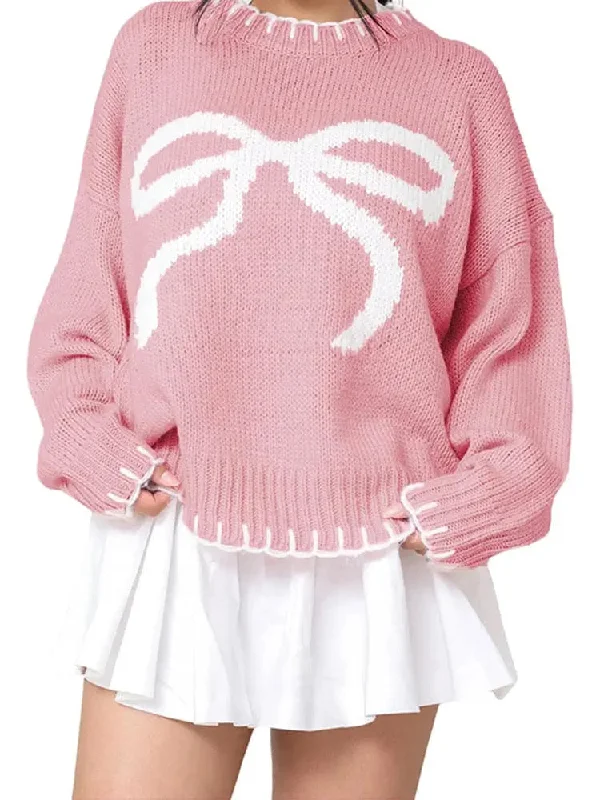 'Ribbon Girl' Red Ribbon Holiday Christmas Sweater Modern Contemporary Chic