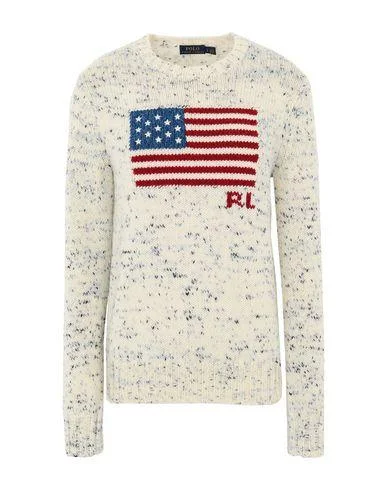 Polo Ralph Lauren Women Jumper Ivory L INT Long Sweater Short Sweater Cropped Sweater