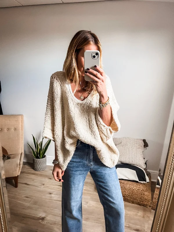V-Neck Batwing Jumper Anti-Pilling Anti-Shrink Durable