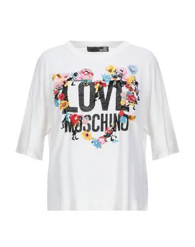 Love Moschino Women Jumper White 12 UK Mesh Blend Leather Blend Suede Blend