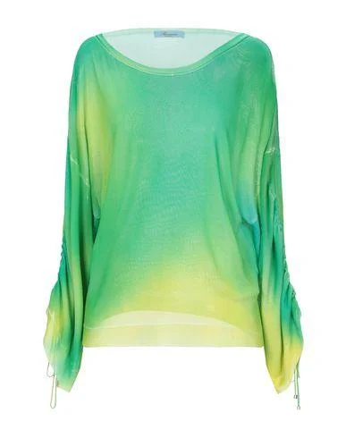 Blumarine Women Jumper Green 12 UK Velvet Chenille Corduroy