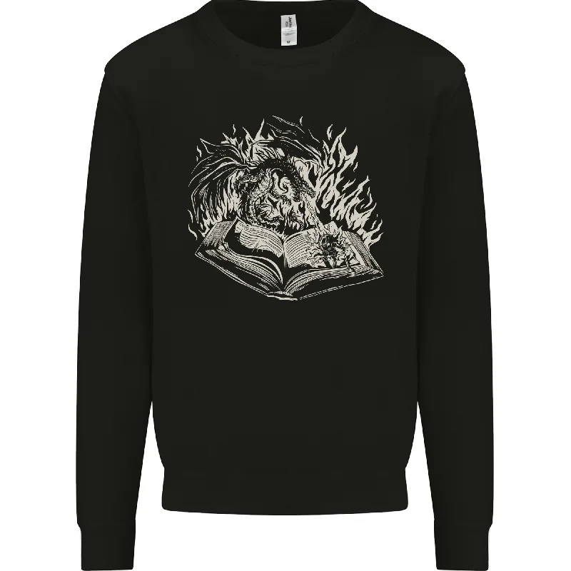 A Dragon & Book Mens Sweatshirt Jumper Hoodie with Print Artistic Unique