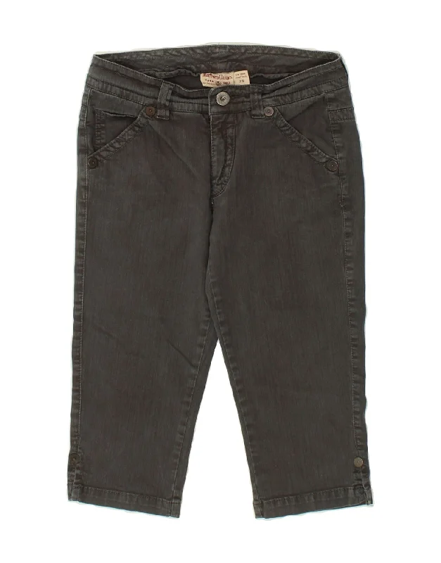 MARLBORO CLASSICS Womens Capri Jeans W29 L18 Grey Cotton Fashionable Raw Edge Jeans