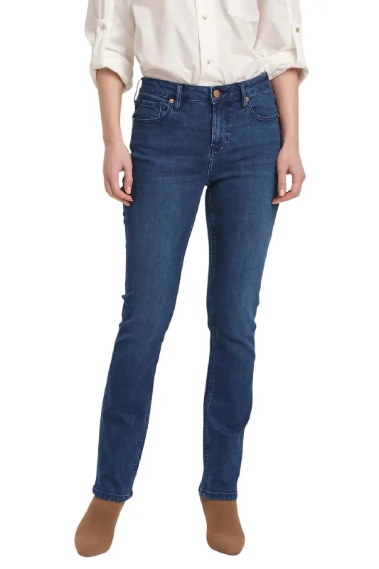 Blaire Slim Straight Jeans In Violet Blue Comfortable Distressed Straight-Leg Jeans