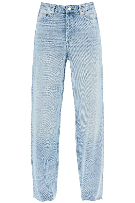 Ganni Women's "Heavy Overdyed blue Jeanz Trendy Wide-Legged High-Waist Jeans