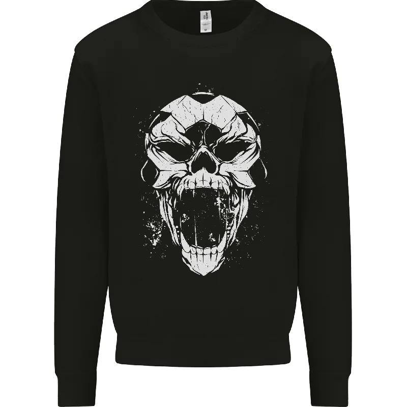 A Football Skull Footy Soccer Mens Sweatshirt Jumper Hoodie with Hem Contrast Bold Stylish A Football Skull Footy Soccer Mens Sweatshirt Jumper Hoodie with Hem Contrast Bold Stylish