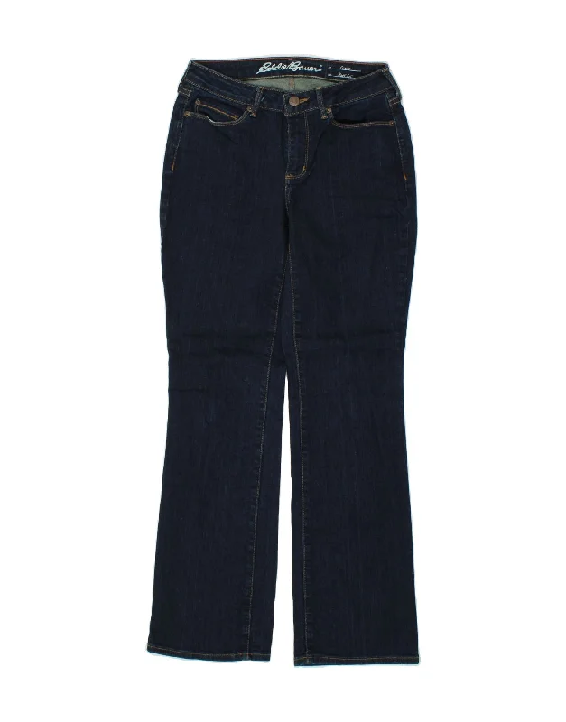 EDDIE BAUER Womens Curvy Bootcut Jeans US 6 Medium W28 L31 Blue Cotton Chic Ripped Jeans