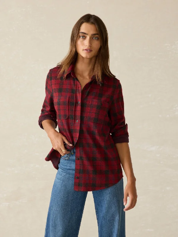 Faherty Legend Sweater Shirt in Cherry Creek Plaid Transparent Opaque Sheer