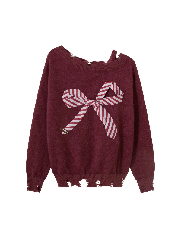 'Celebrate‘ Holiday Christmas Off Shoulder Sweater Fleece Sweater Nylon Polyester