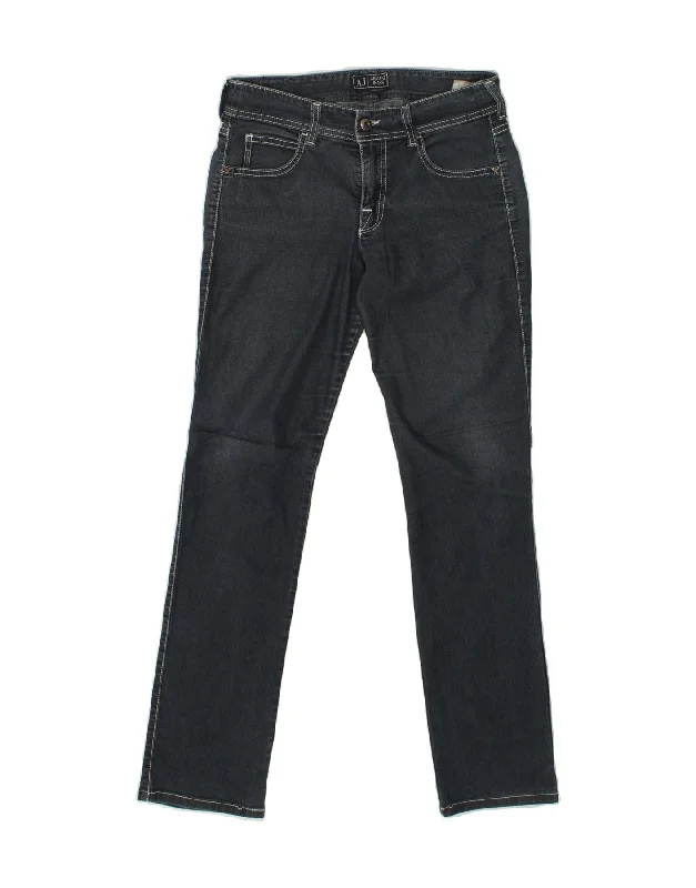 ARMANI Womens Slim Jeans W26 L31  Navy Blue Fashionable Raw Hem Bootcut Jeans