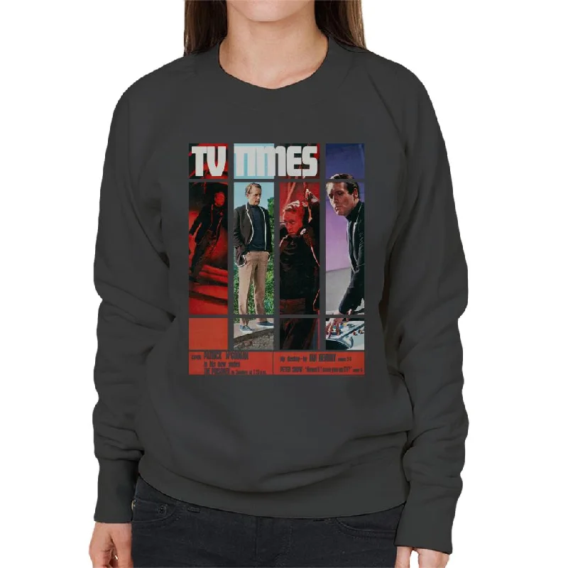 TV Times Patrick McGoohan The Prisoner 1967 Cover Women's Sweatshirt Hoodie with Turtle Neck Cozy Winter