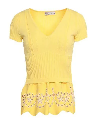 Redvalentino Women Jumper Yellow XS INT Zippered Buttoned Snapped