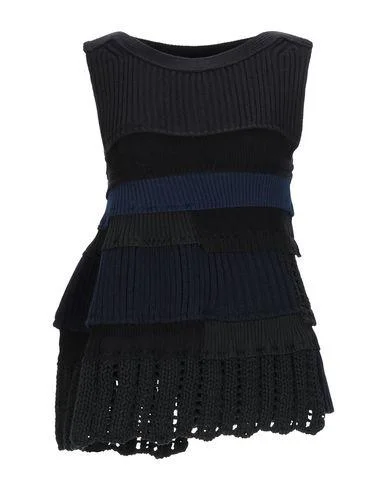 Sacai Women Jumper Black 3 Designer Jersey Fabric Tulle Fabric Batik Fabric