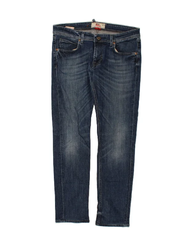 ROY ROGERS Womens Slim Jeans W34 L29  Navy Blue Cotton Fashionable Raw Edge Jeans