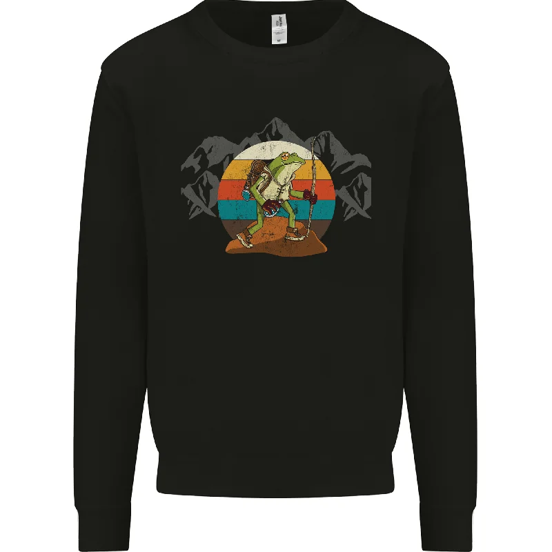 A Frog Hiking in the Mountains Trekking Mens Sweatshirt Jumper Hoodie with V-Neck Classic Versatile A Frog Hiking in the Mountains Trekking Mens Sweatshirt Jumper Hoodie with V-Neck Classic Versatile