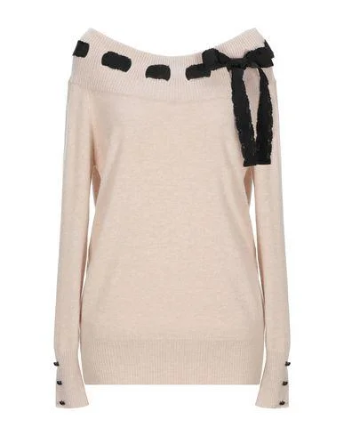 Blumarine Women Jumper Beige 10 UK Spandex Rayon Corduroy