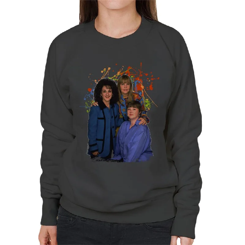 TV Times Birds Of A Feather Cast Paint Splatter Women's Sweatshirt Hoodie with Tie-Dye Psychedelic Retro TV Times Birds Of A Feather Cast Paint Splatter Women's Sweatshirt Hoodie with Tie-Dye Psychedelic Retro