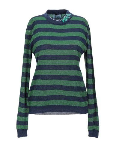 Prada Women Jumper Green 6 UK Solid Print Embellished