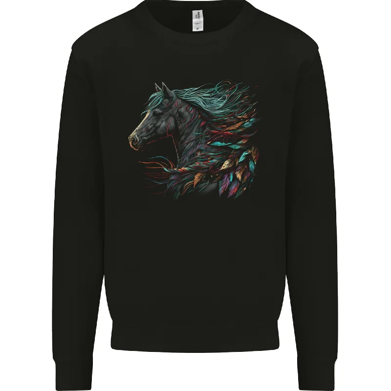 A Fantasy Horse With Feathers Pegasus Mens Sweatshirt Jumper Hoodie with Frayed Bohemian Relaxed A Fantasy Horse With Feathers Pegasus Mens Sweatshirt Jumper Hoodie with Frayed Bohemian Relaxed