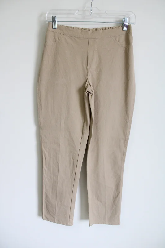 Isaac Mizrahi Live! Tan Stretch Pant | 4 Petite Trendy Tapered Pants