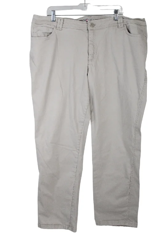 Lee Classic Fit Straight Leg Beige Capri  Pant | 24W Elegant Palazzo Trousers