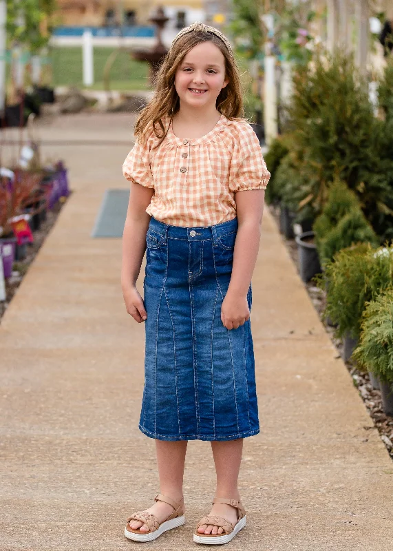 Girls Gingham Peach Blouse - FINAL SALE Chic Wrap Blouse