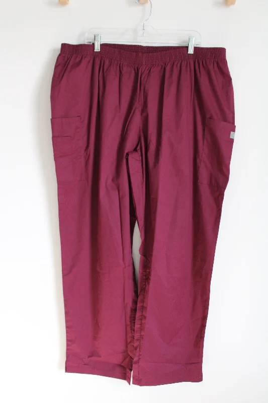 Butter-Soft Stretch Magenta Scrub Pants | 3X Fashionable Jogger Pants