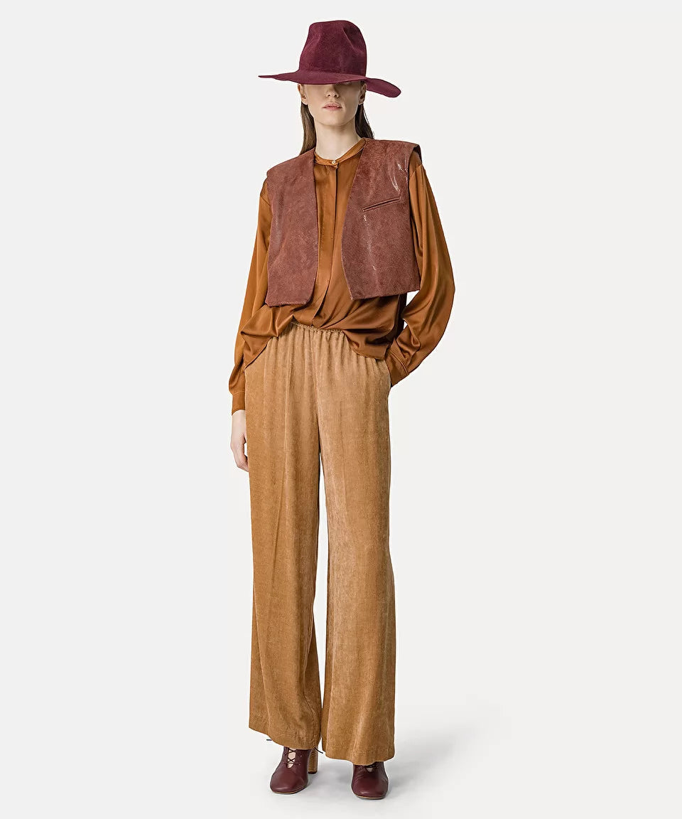 Palazzo Pants in Fine Matte Needlecord Velvet Cozy Fitted Pants