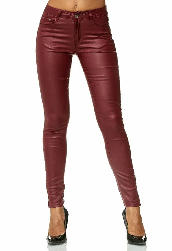 Faux Leather Pants For Women Comfortable Denim Pants