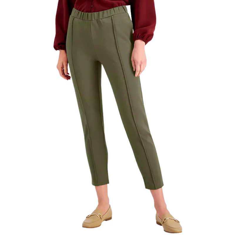 ALFANI - Solid Seamed Cropped Pants Casual Drawstring Pants