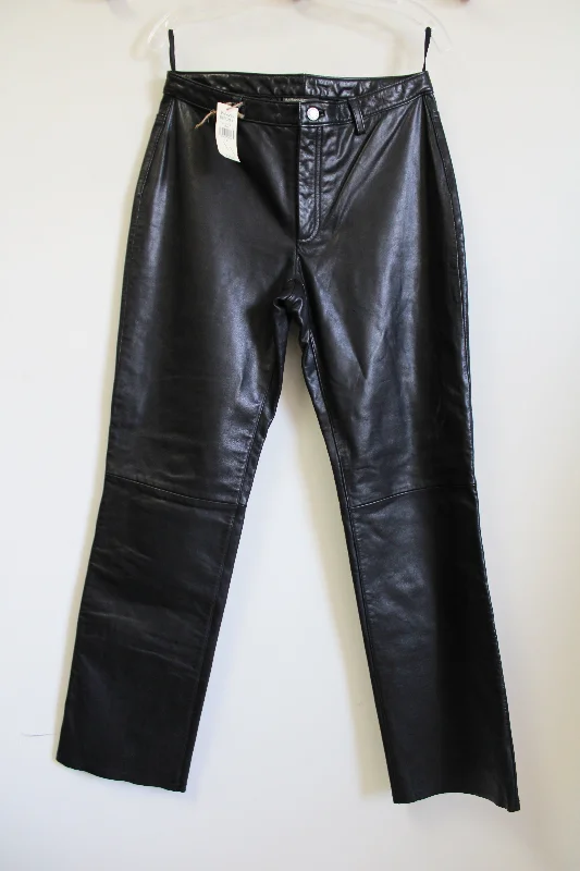 NEW Banana Republic Genuine Black Leather Pants | 8 Trendy High-Waist Trousers