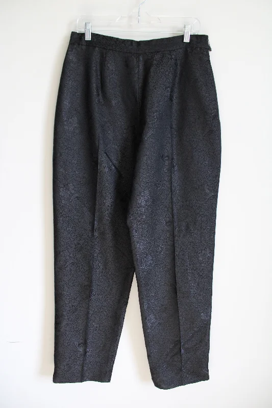 Rena Rowan Vintage Black Silk Blend Print Pant | 12 Stretch Fit Pants