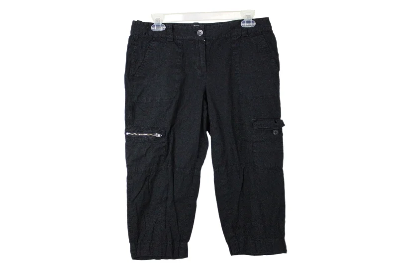 Ann Taylor LOFT Black Cargo Capri Pants | 6 Petite Fashionable Track Pants