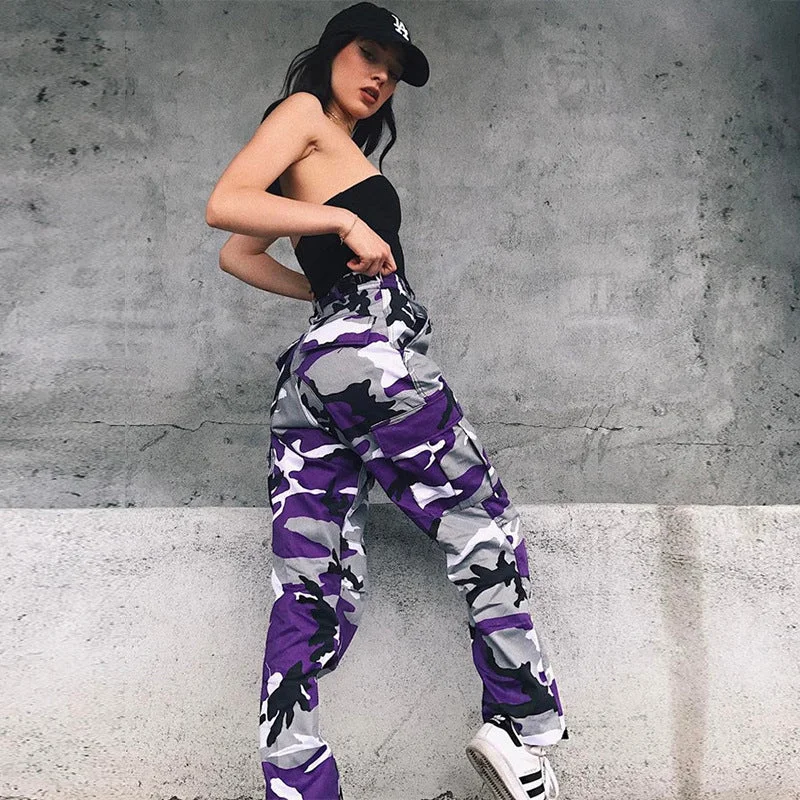women camouflage high wait pants Fashionable Tapered Leg Pants