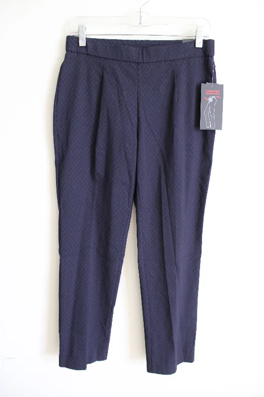 NEW Briggs Comfort Waistband The Slimming Solution Dark Navy Blue Pants | S Petite Formal Linen Trousers